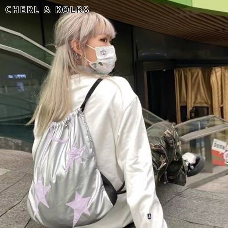 C&k Y2K กระเป๋าเป้สะพายหลัง อเนกประสงค์ ลายดาว สไตล์เกาหลี ยุโรป และอเมริกา สําหรับผู้หญิง