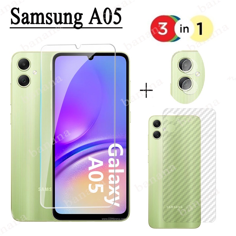 3 in 1 กระจกนิรภัยกันรอยหน้าจอ เลนส์กล้อง สําหรับ Samsung A05 A04e A04s A04 Galaxy A05S A03s A03 A72 A52 A52s A32 A23 A13 S21+ S21 FE 5G