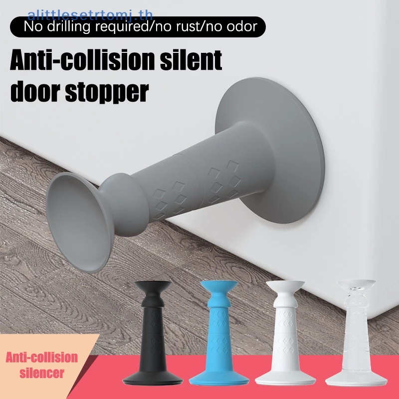 Alittlese Anti-collision ซิลิโคน Mute Self-Adhesive กันชนประตูดูดด้านหลัง Retainer Wall Protector ซ่อนผู้ถือประตู TH