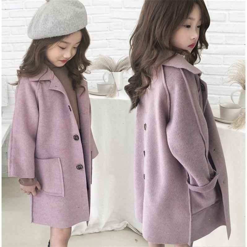 [พร้อมส่ง] เสื้อโค้ท ผ้าวูล สองด้าน ขนาดใหญ่ ไซซ์ 110-160 สําหรับเด็กผู้หญิง