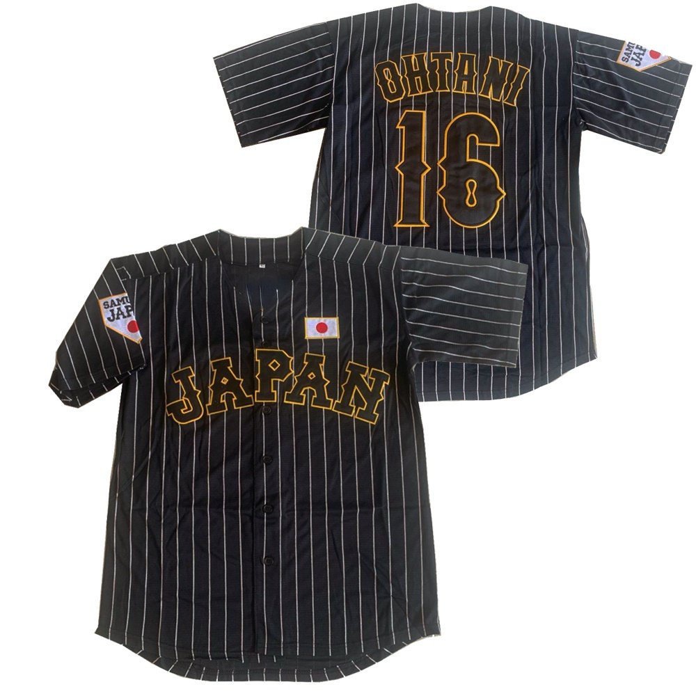เสื้อกีฬาเบสบอล BG 16 Ohtani jerseys สีดํา สไตล์ฮิปฮอป H5BS WKRF