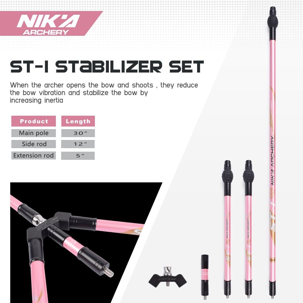 NIKA Balance Pole Set ST-1 คาร์บอนไฟเบอร์ Outrigger สำหรับการยิงธนูกลางแจ้ง