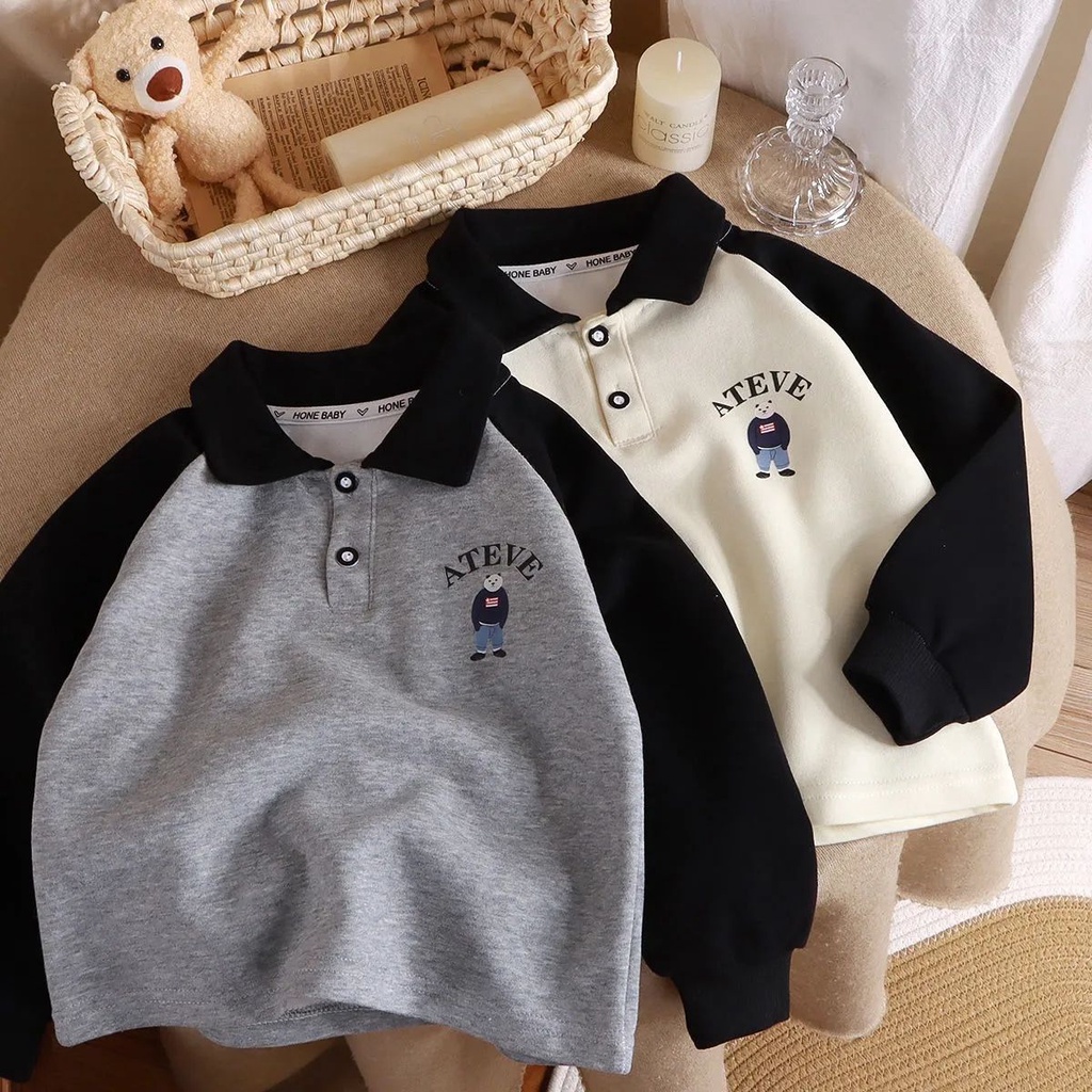 ใหม่ เสื้อยืดโปโล แขนยาว พิมพ์ลายการ์ตูน Raglan อเนกประสงค์ สําหรับเด็กผู้ชาย และเด็กผู้หญิง 2023