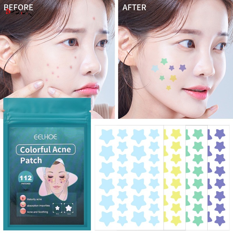 112 ชิ้น / แพ็ค สร้างสรรค์ ดาวน่ารัก ที่มองไม่เห็น แผ่นแปะสิว จุดด่างดํา รอยแผลเป็น สติกเกอร์ดูแลผิว