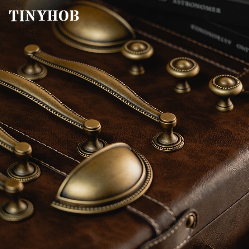 Vintage Bronze Solid Brass Cabinet Knobs Shell Handle Cupboard Handles Furniture Hardware Drawer Pul