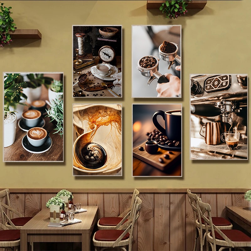 โปสเตอร์ผ้าใบ พิมพ์ลายเมล็ดกาแฟ สไตล์วินเทจ โมเดิร์น มินิมอล สําหรับตกแต่งผนังบ้าน คาเฟ่