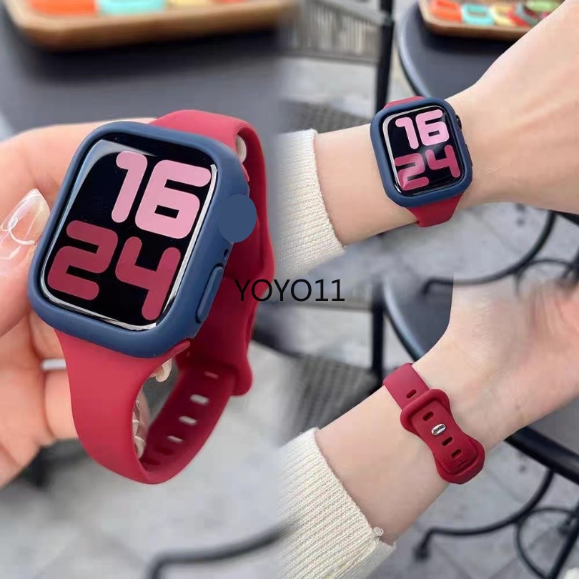 สร้อยข้อมือซิลิโคนสําหรับ Apple Watch 46MM series 10 49 มม.9 8 7 6 5 4 3 SE 38 มม.42 มม.ผีเสื้อหัวเข็มขัดสร้อยข้อมือสําหรับ iWatch Ultra 2 41 มม.45 มม.44 มม.40 มม.Correa