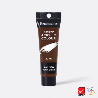สีอะคริลิค เรนาซองซ์ 20 มล. Burnt Umber #530 / Renaissance Artists'Acrylic Colour 20 ml