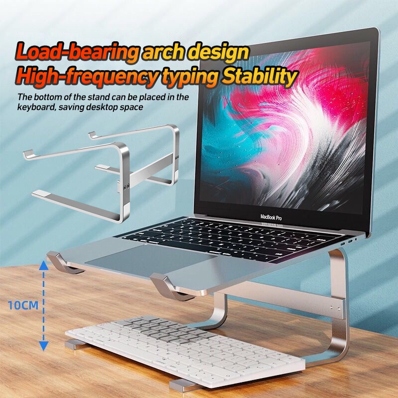 แท่นวาง Notebook Macbook อะลูมิเนียม ที่รองโน๊ตบุ๊ค มียางกันรอย รองรับจอขนาด 10-18 นิ้ว รับน้ำหนักได้ 50KG จัดเก็บง่าย
