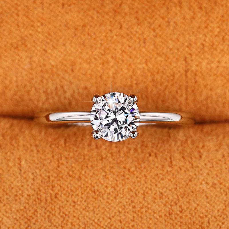 925 เงินสเตอร์ลิงคลาสสิกและเรียบง่ายเดี่ยว Cubic Zirconia แหวนผู้หญิงหมั้น Eternity Love อุปกรณ์เสริม Timeless เครื่องประดับ