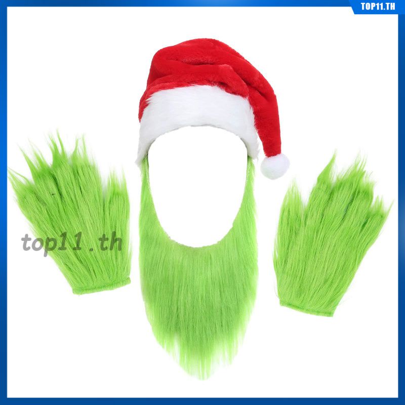 Christmas Cos Grinch Green Fur Monster Clothes Mask Plays Costume Thief Grinch Doll (top11.th)