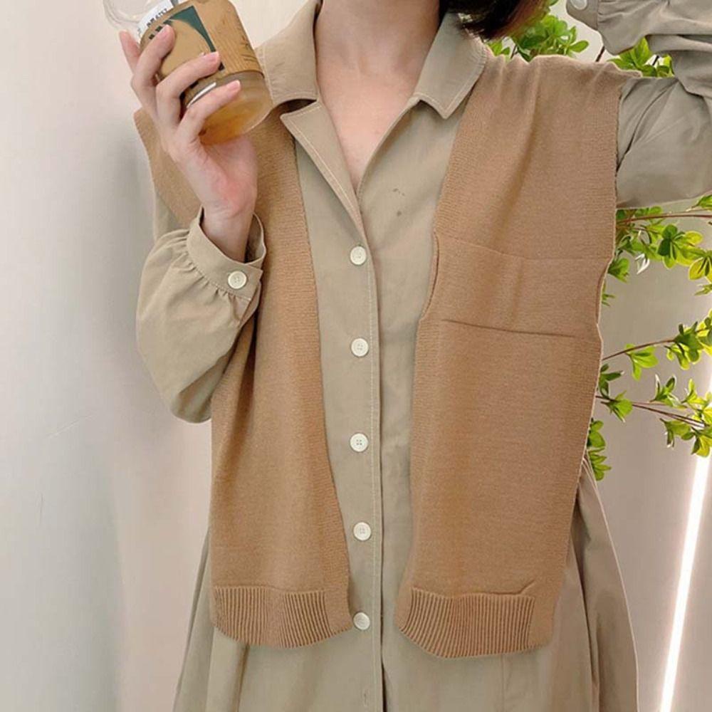 Ahour ผ้าพันคอ ผ้าคลุมไหล่ ผ้าวูลถัก กันแดด สีพื้น หรูหรา สําหรับผู้หญิง - รูปที่ 4