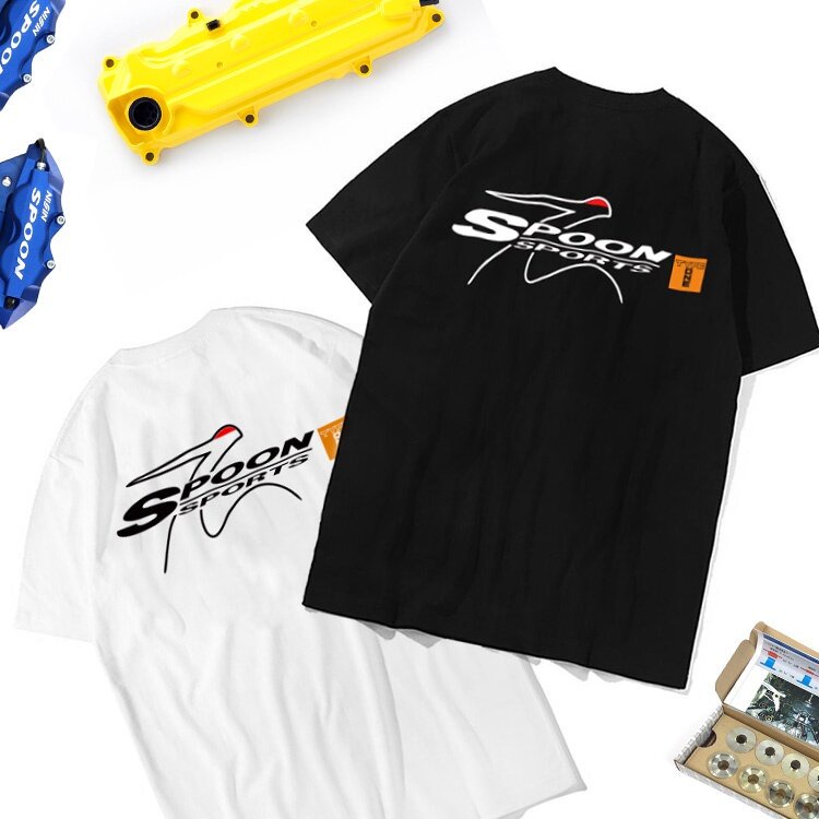 เสื้อยืดผู้ชาย แขนครึ่ง พิมพ์ลายรถยนต์ Honda SPOON SPORTS CIVIC Fit GK typeone เสื้อยืดแฟชั่นลำลอง S