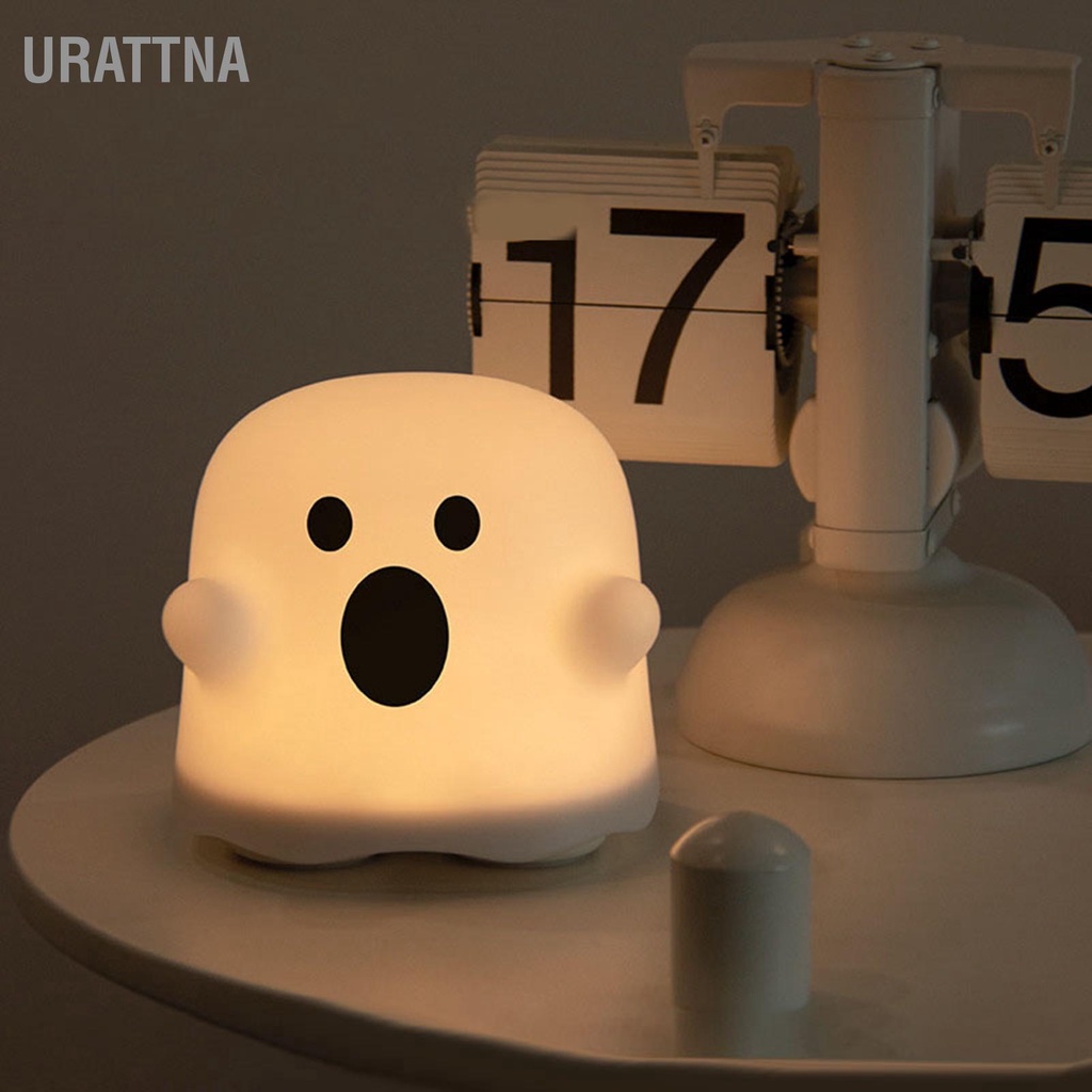 URATTNA น่ารัก Ghost Night Light Stepless Dimming USB ชาร์จ Mini เด็กโคมไฟข้างเตียงตกแต่งสำหรับห้องนอนหอพัก