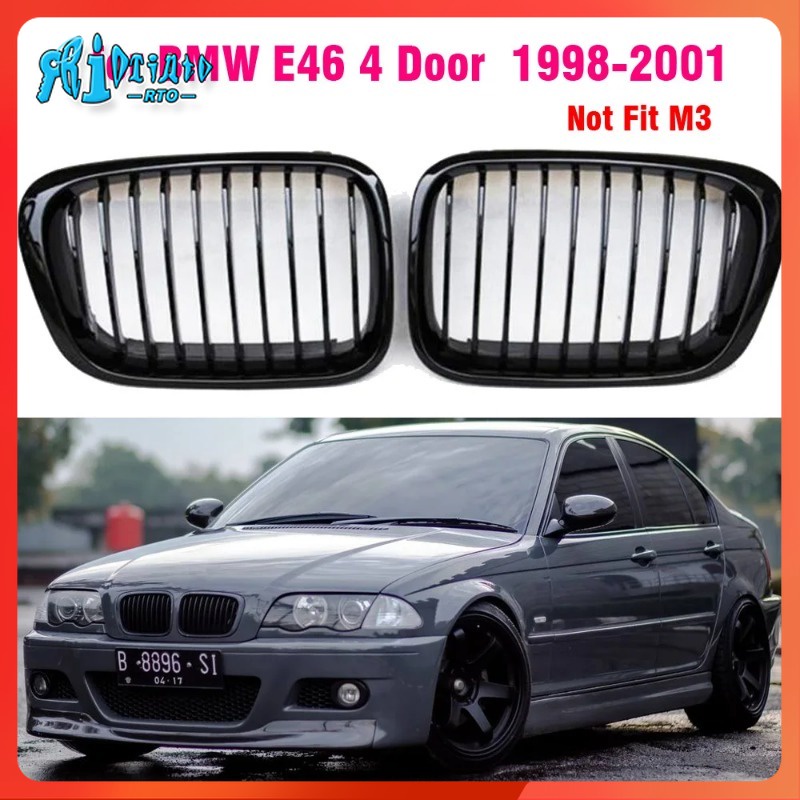 Rto กระจังหน้ารถยนต์ สีดํามันวาว สําหรับ BMW E46 4 ประตู 1998 1999 2000 2001