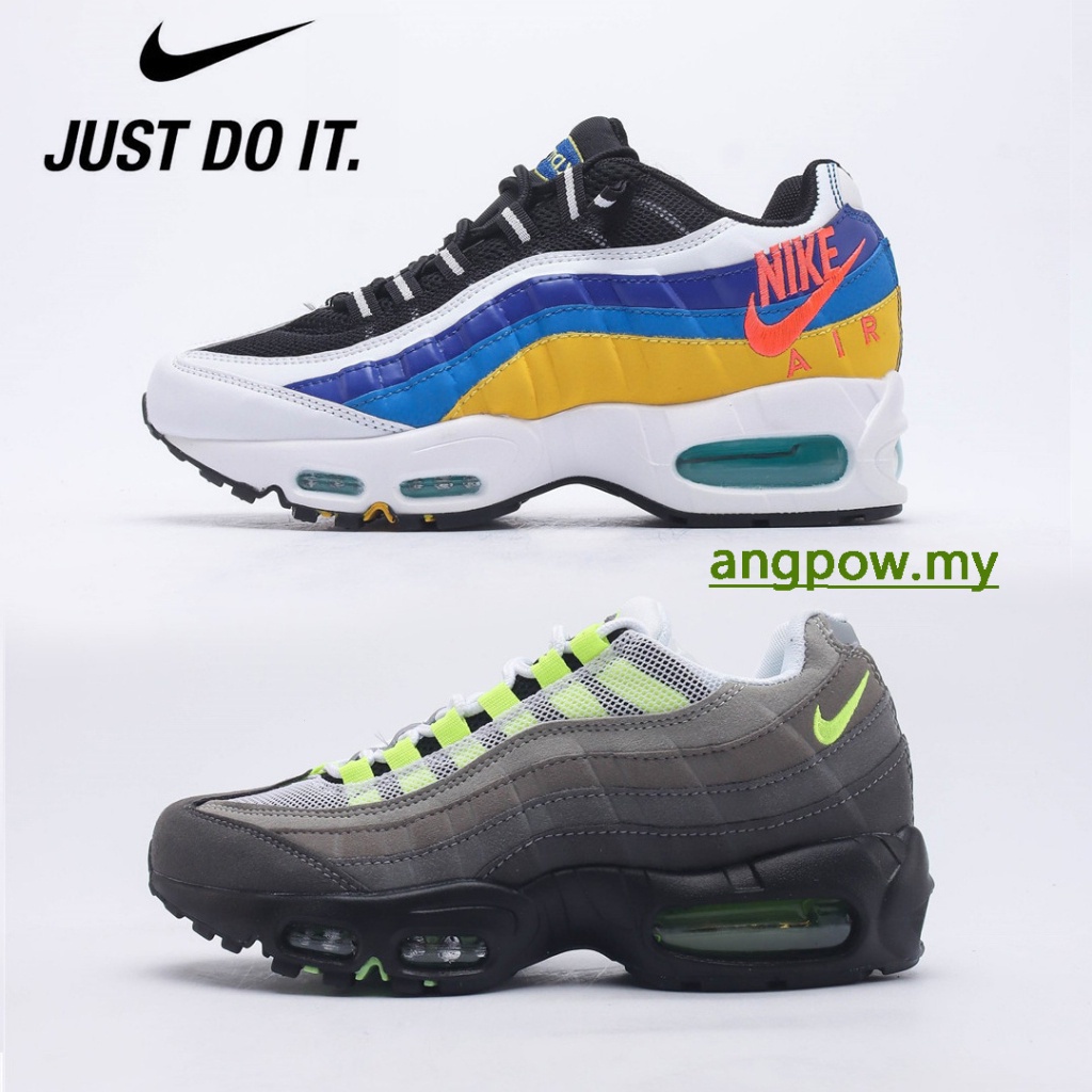 Air Max 95 Premium Retro Air Cushion รองเท้าวิ่งจ๊อกกิ้ง เข้าได้กับทุกชุด <Thunder Color Matching}538416- 015 รองเท้าผ้าใบ