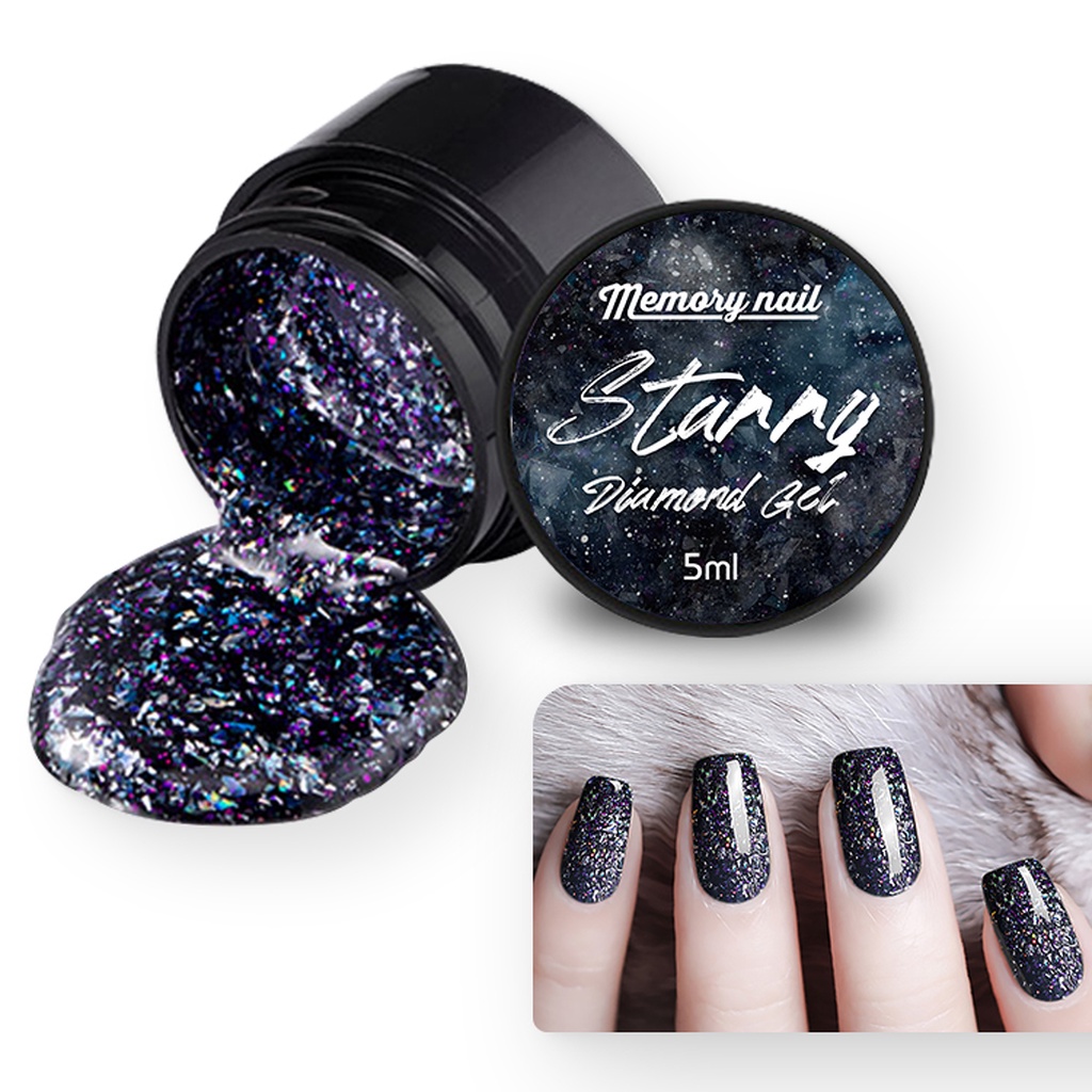 สีเจลกากเพชร แบบกระปุก Starry Diamond Gel เนื้อกากเพชรเข้มข้น