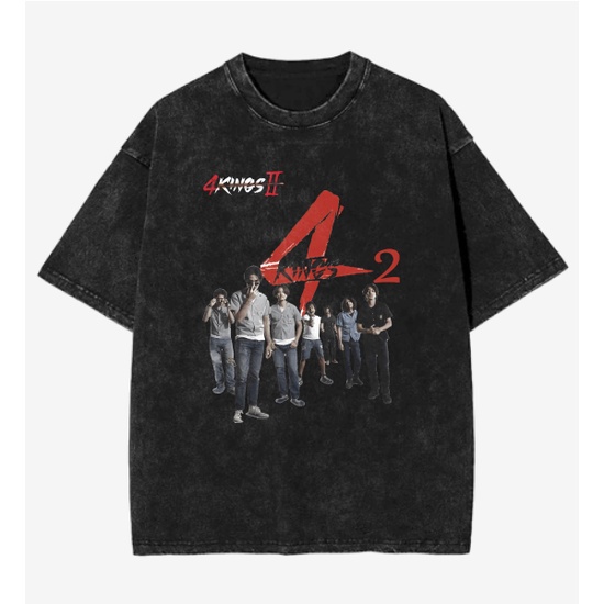 4kings 2พิมพ์ผ้าฝ้าย Unisex แขนสั้น