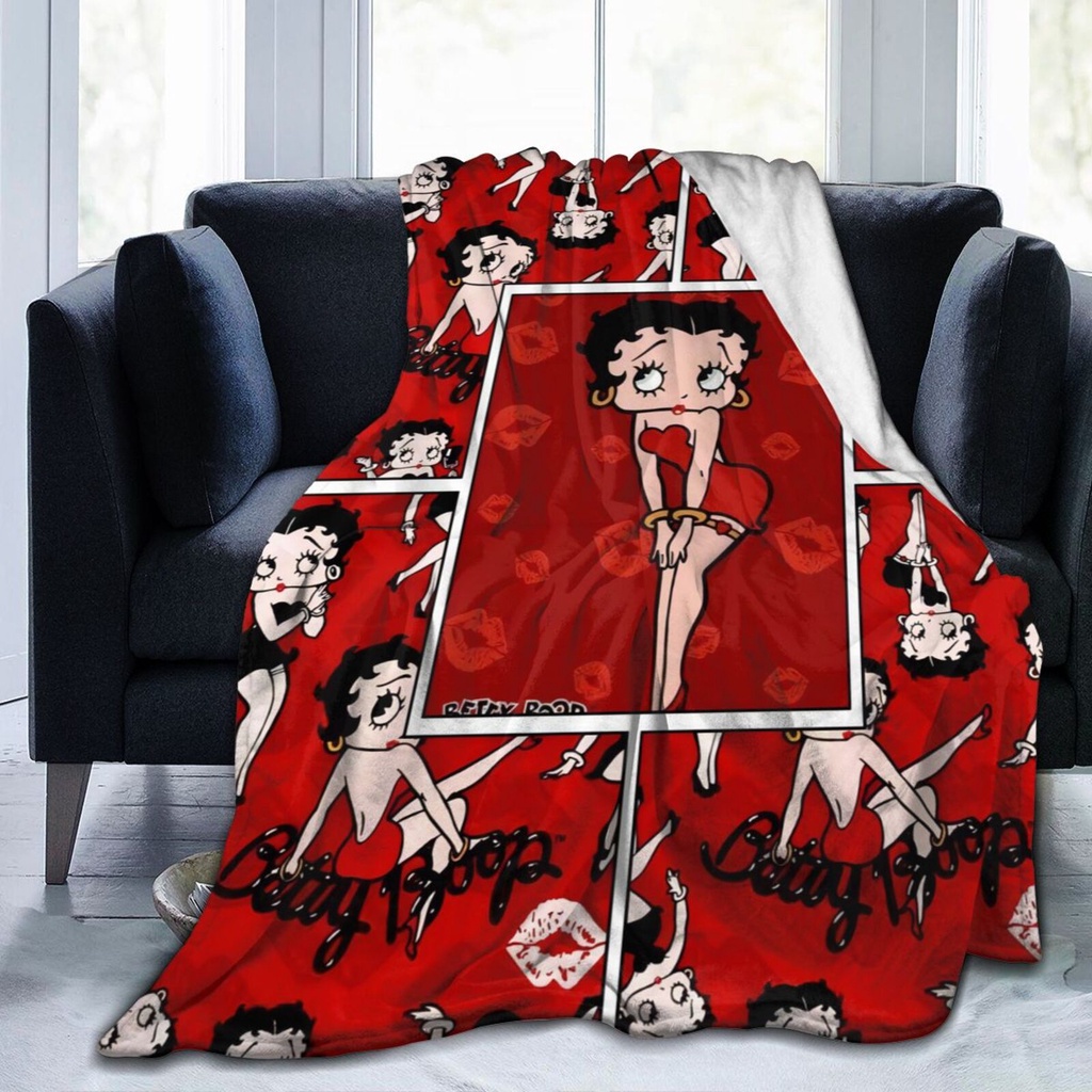 【พร้อมส่ง】ผ้าห่ม ผ้าไมโครฟลีซ ผ้าสักหลาด แบบนุ่มพิเศษ ลาย Betty Boop