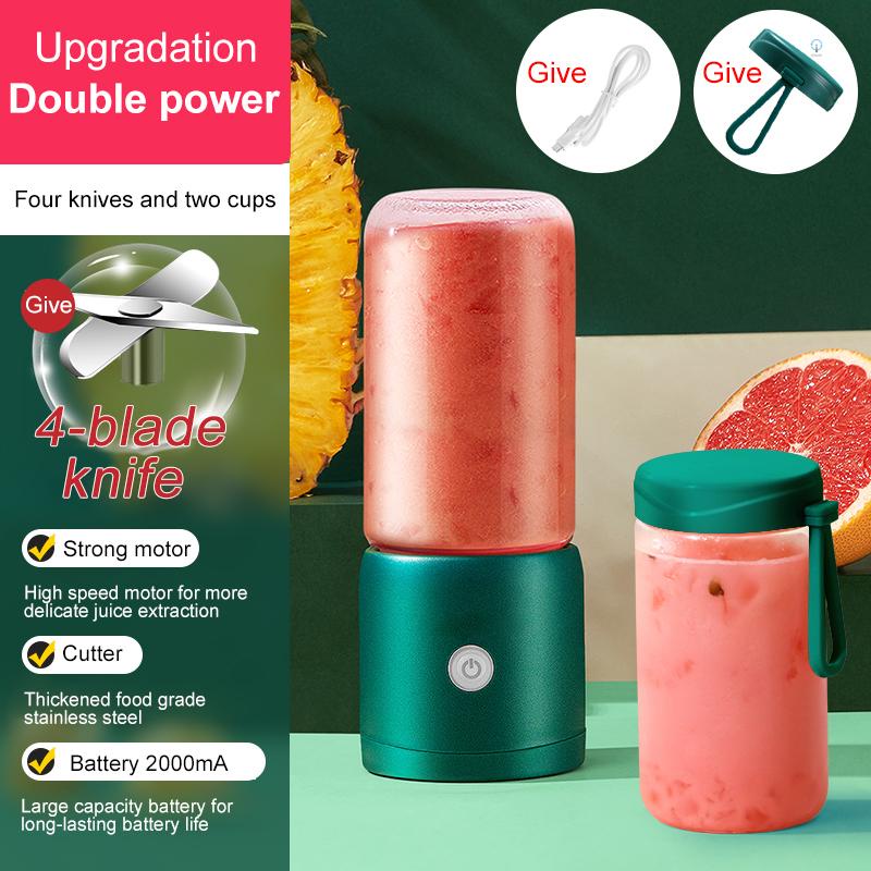 [จัดส่งในพื้นที่] เครื่องคั้นน้ําผลไม้ผลไม้ไฟฟ้า 4 ใบมีดน้ําผลไม้ Extractor Dual Cup พร้อมฝาปิด
