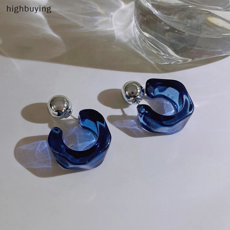 [highbuying] 1 คู่ เรซิ่นใส ห่วง ต่างหู รูปตัว C ต่างหู สําหรับผู้หญิง เด็กผู้หญิง ไม่สม่ําเสมอ เรขาคณิต ต่างหู อินเทรนด์ แฟชั่น ปาร์ตี้ เครื่องประดับ ใหม่ พร้อมส่ง