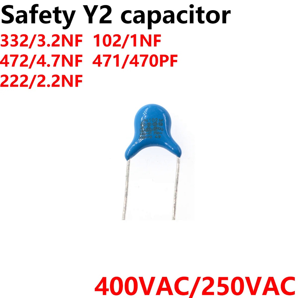100pcs X1 Y1 Y2 ตัวเก็บประจุความปลอดภัย 400VAC 250VAC 400V 250V 103M 471K 102M 222M 472M 331 332 10 