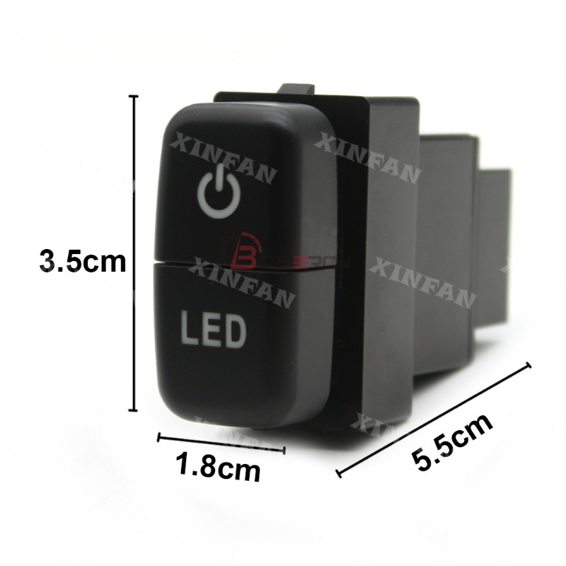 Xinfan ปุ่มสวิตช์เปิดปิดไฟตัดหมอก LED สีแดง สําหรับ Mitsubishi Pajero Triton ASX Lancer DC12V