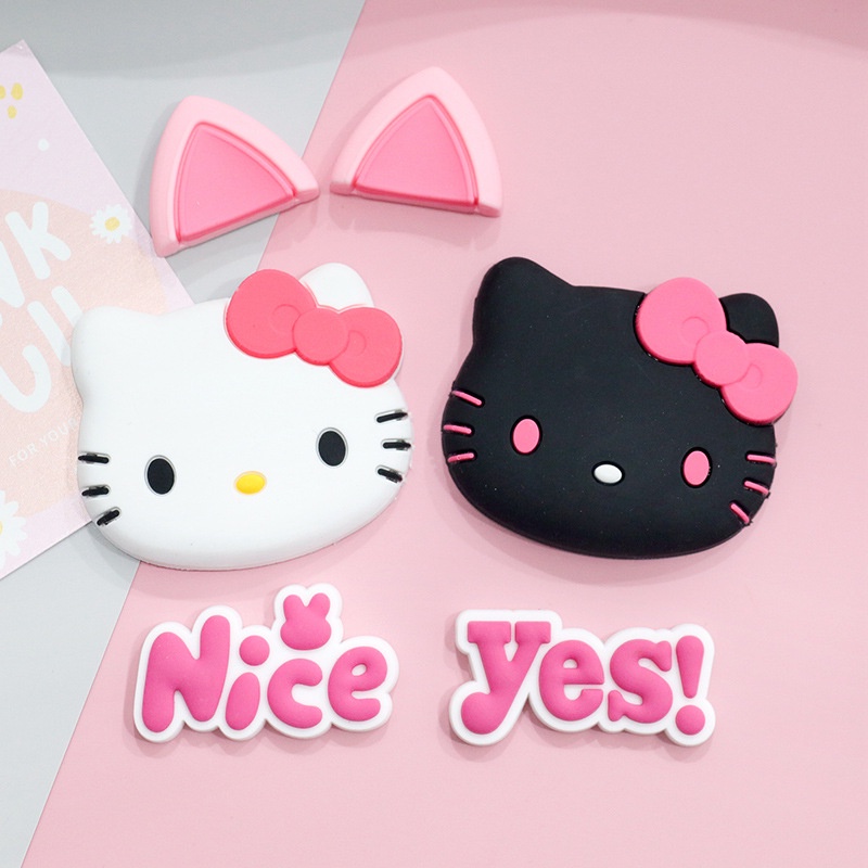 รองเท้าแตะ Crocs PVC ขนาดใหญ่ ลาย Hello Kitty KTJibbitz สีแดง สีดํา สําหรับตกแต่งรองเท้า
