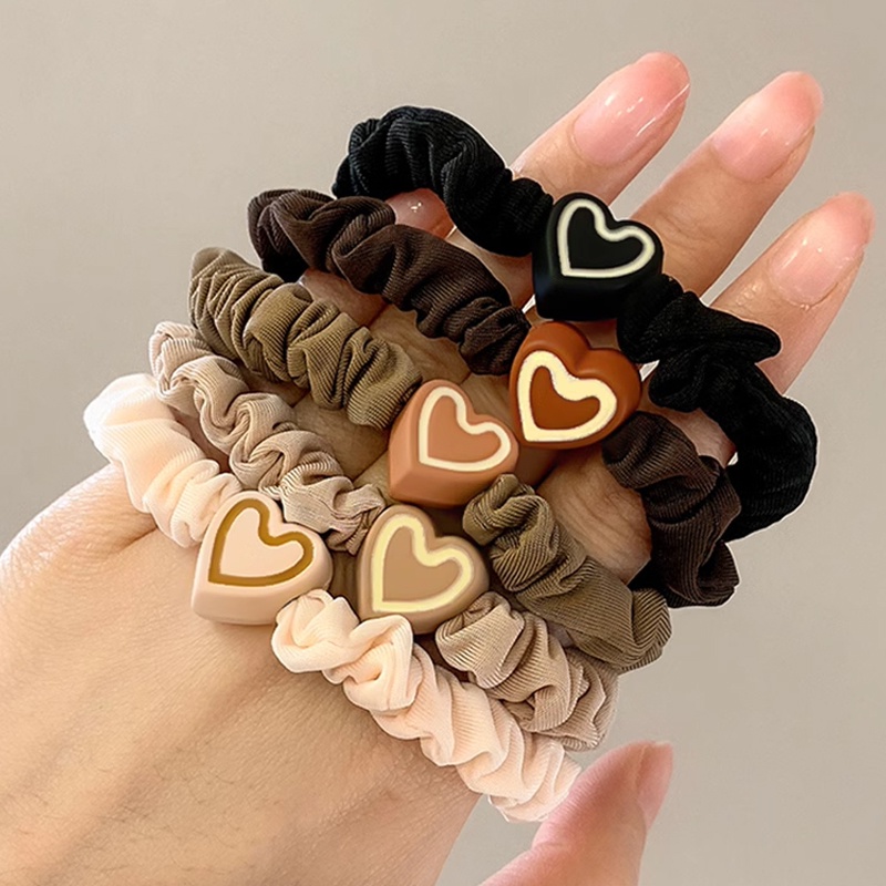 พร้อมส่ง 1บาทวงกลมลำไส้เล็ก ลายหัวใจยางรัดผมความยืดหยุ่นสูงสไตล์เกาหลีเครื่องประดับผมแฟชั่น นักเรียนสำหรับผู้หญิง-Tender