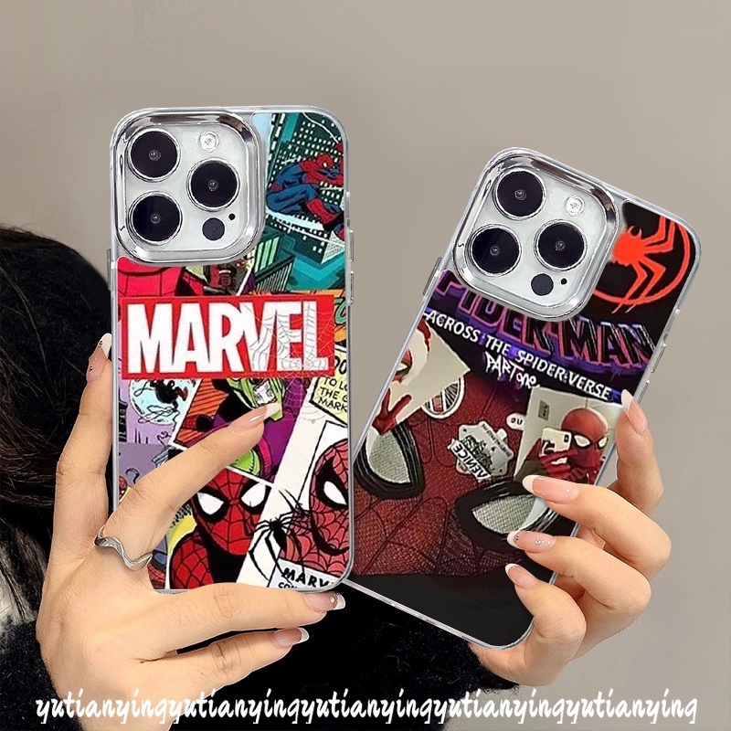 เคสโทรศัพท์มือถือ ชุบโลหะนิ่ม ลายสไปเดอร์แมน หรูหรา สําหรับ IPhone 7Plus 15 11 12 14 13 Pro Max 8Plus XR X XS Max 7 15 8 6 6S Plus SE 2020