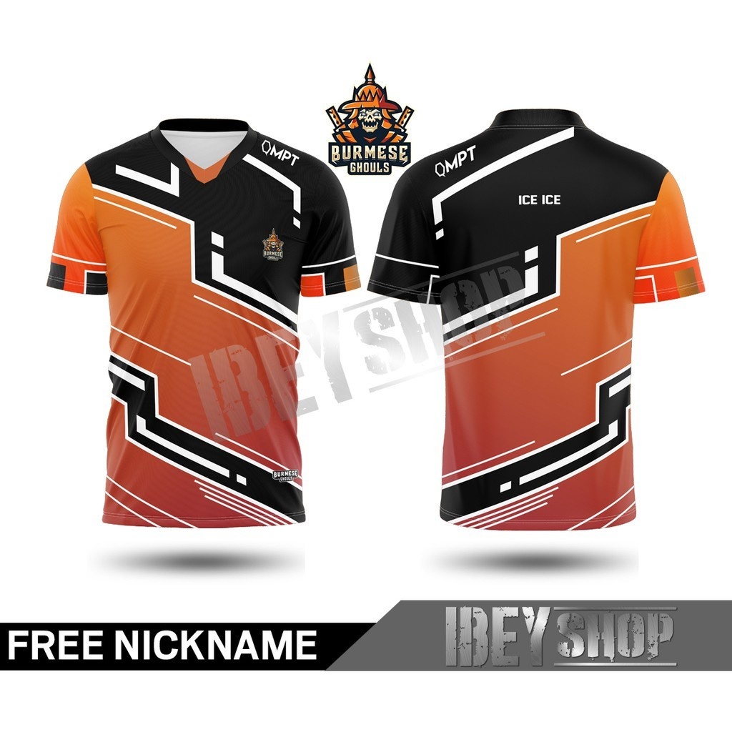 เสื้อสําหรับเล่นเกมพม่า Ghouls Esport Custom ฟรี Nickname