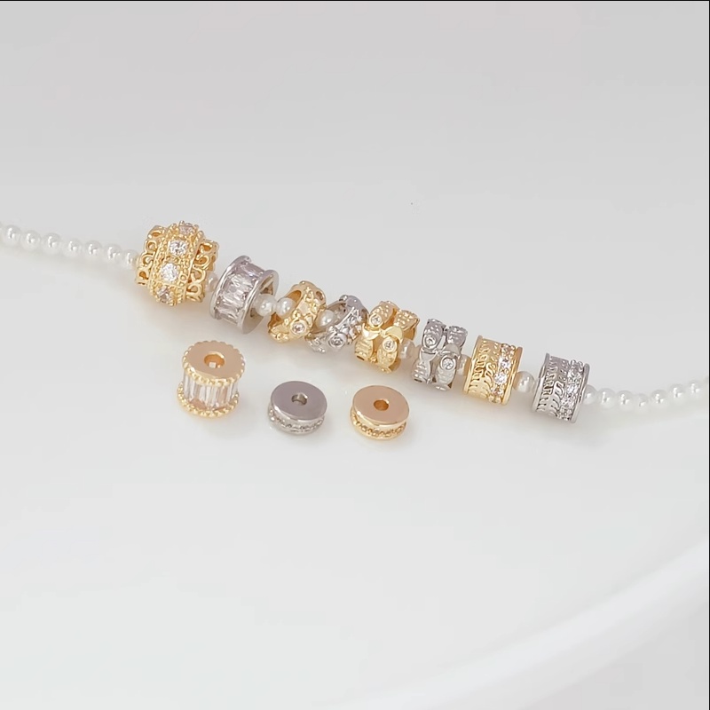 ลูกปัดสเปเซอร์ ชุบทอง 14K ประดับเพทาย แข็งแรง แฮนด์เมด DIY อุปกรณ์เสริม สําหรับทําเครื่องประดับ