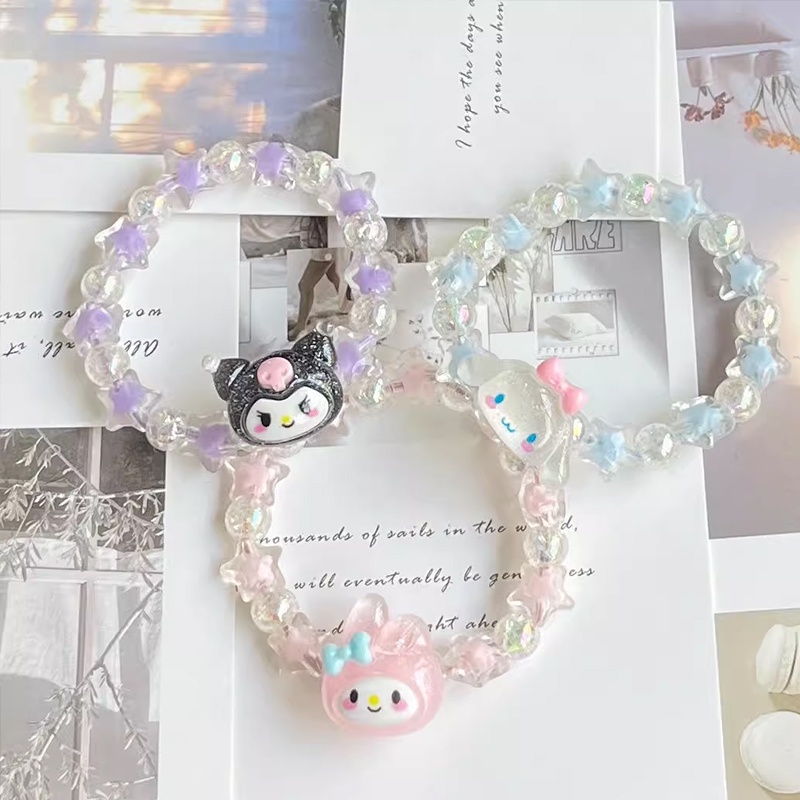 ในไทย สร้อยข้อมือคู่Sanrio Kuromi Melody คริสตัลน่ารักรูปดาวห้าแฉกแฟชั่นสไตล์เกาหลีสําหรับผู้หญิง.COD