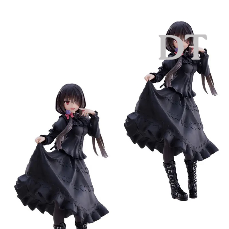 DT 18CM Figure Tokisaki Kurumi Japanese Anime DATE A LIVE Black Dress Sexy Girl PVC Material Collect Toys Sculpture Orna
