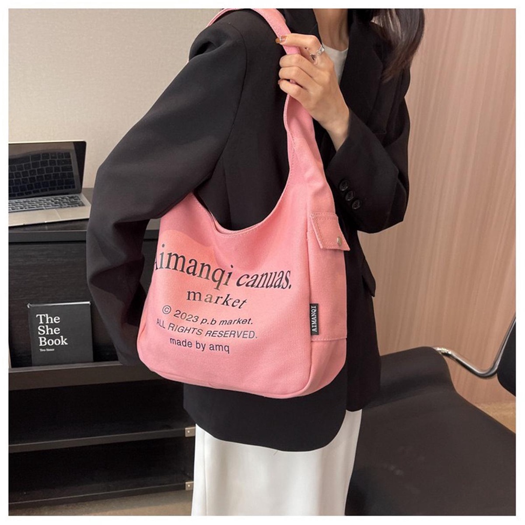 【พร้อมส่ง】miss bag fashion กระเป๋าผ้าสะพายข้างสะพายไหล่ ผ้าแคนวาสสำหรับผุ้หญิงสไตล์เกาหลี