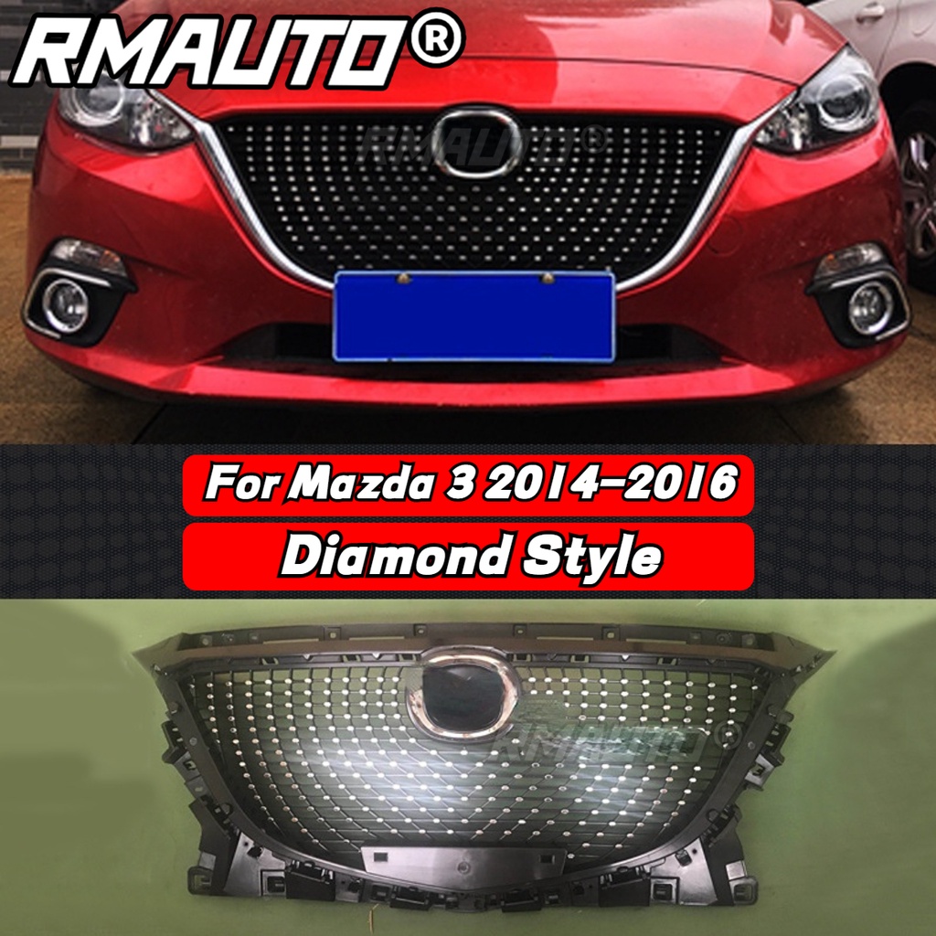 ชุดตะแกรงกระจังกันชนหน้า อุปกรณ์เสริม สําหรับ Mazda 3 Axela 2014-2016 Mazda 3 Axela