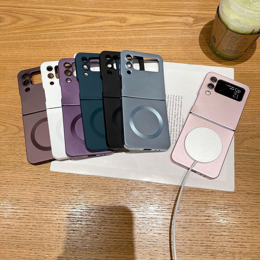 เคสโทรศัพท์มือถือ แบบประกบแม่เหล็ก ผิวด้าน ป้องกันเลนส์ สําหรับ Samsung Z Flip 5 4 3 Zflip Flip5 Flip4 Flip3