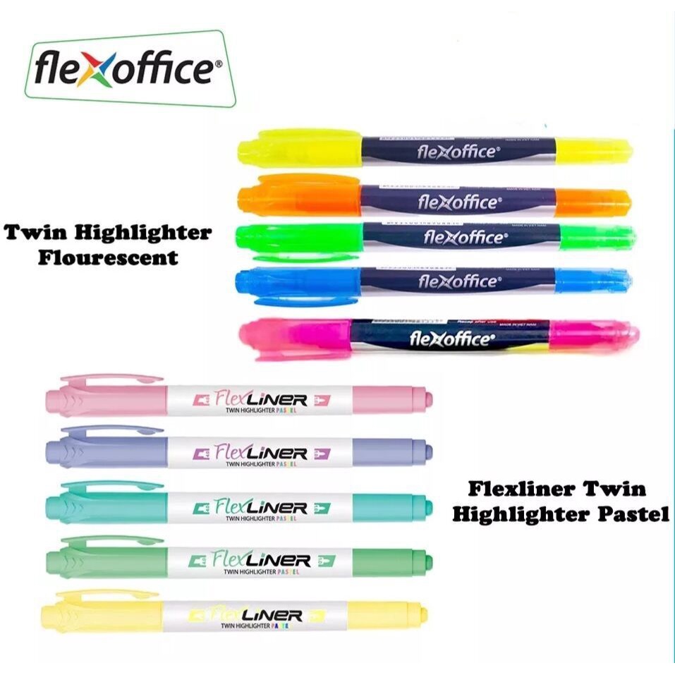 Flexoffice Pastel / Fluorescent Colour Twin Highlighter Flexliner Pen