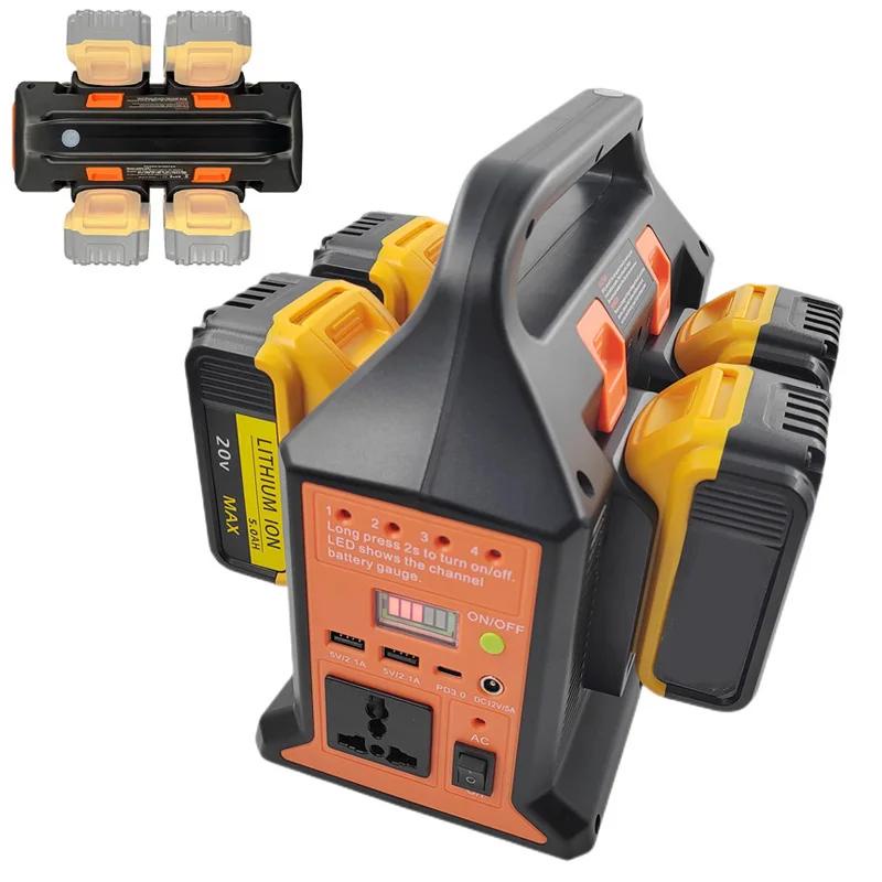 อินเวอร์เตอร์แบตเตอรี่ลิเธียม 300W 4 ช่อง 110V 220V สําหรับ Makita DeWalt Milwaukee Bosch 18v