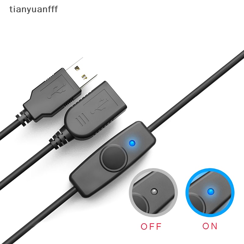 Tianyuanfff สายเคเบิลต่อขยาย USB 2.0 พร้อมสวิตช์เปิดปิด LED