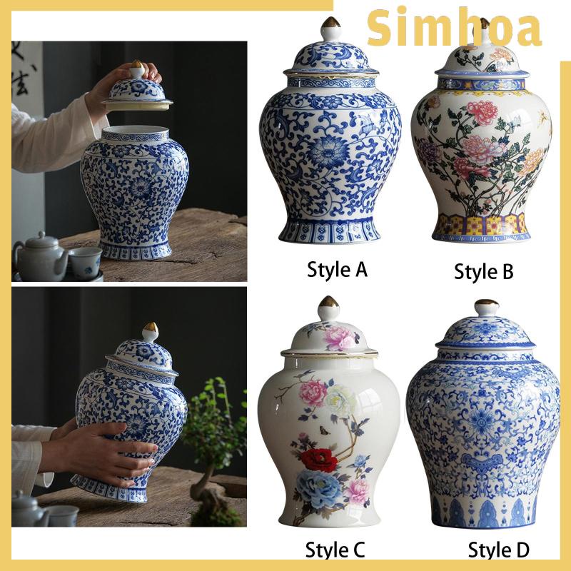 [SIMHOA] โหลกระปุกกระเบื้องพอร์ซเลน เพ้นท์มือ สวยงาม ขนาด 1300 มล. สําหรับใส่ของขวัญแต่งงาน ปาร์ตี้