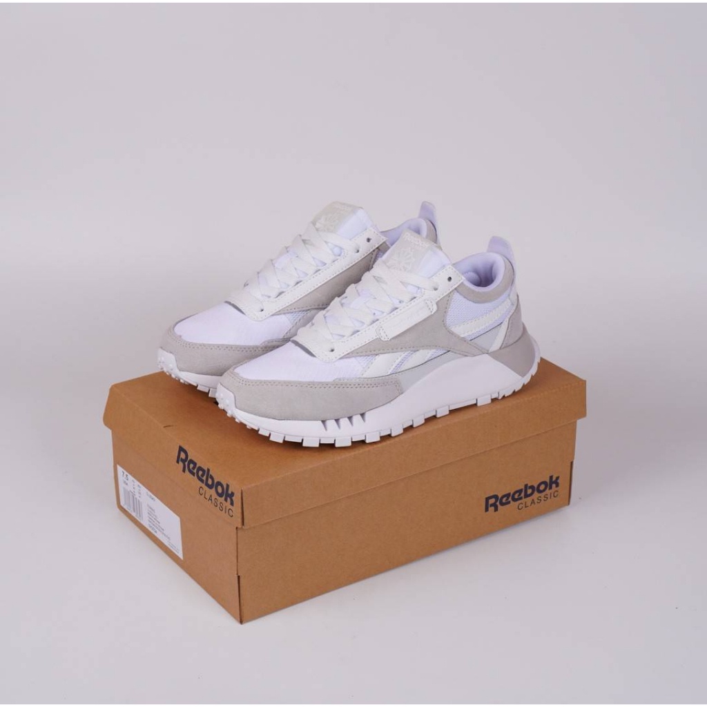 Reebok CLASSIC LEGACY WHITE Gray ORIGINAL FULL TAG BARCODE Material SUEDE LEATHER SIZE 39/40/41/42/