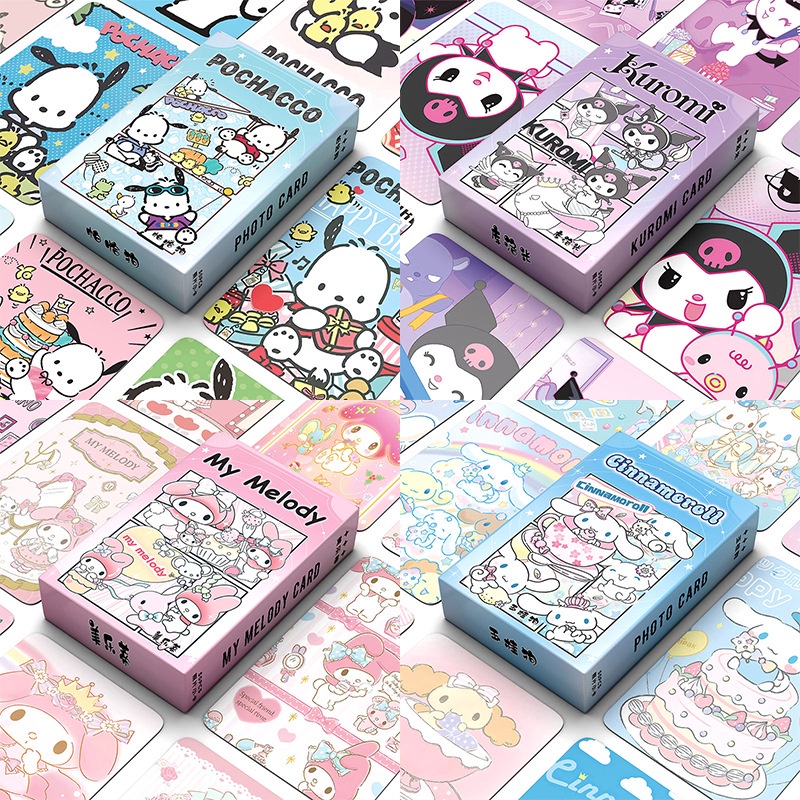 SANRIO [คลังสินค้าพร้อม]50ชิ้น ซานริโอ เลเซอร์ โลโม่ การ์ด เคป๊อป การ์ดรูปถ่ายน่ารักกล่องแฟลชการ์ดและที่คั่น-ออกแบบน่ารักสําหรับเด็ก