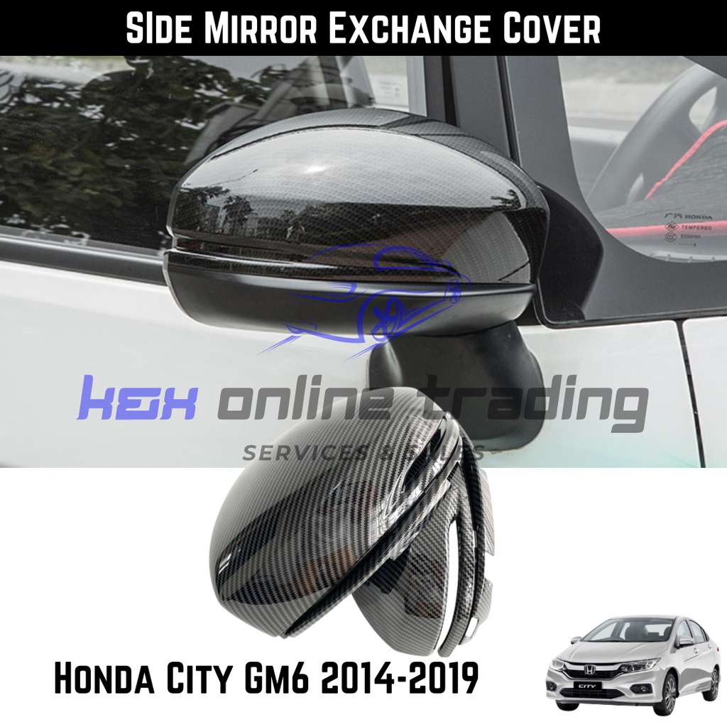 ฝาครอบกระจกมองข้างคาร์บอน ด้านบน และเทปสองด้าน แบบเปลี่ยน สําหรับ Honda City Gm6 2014-2019 Jazz Gk5