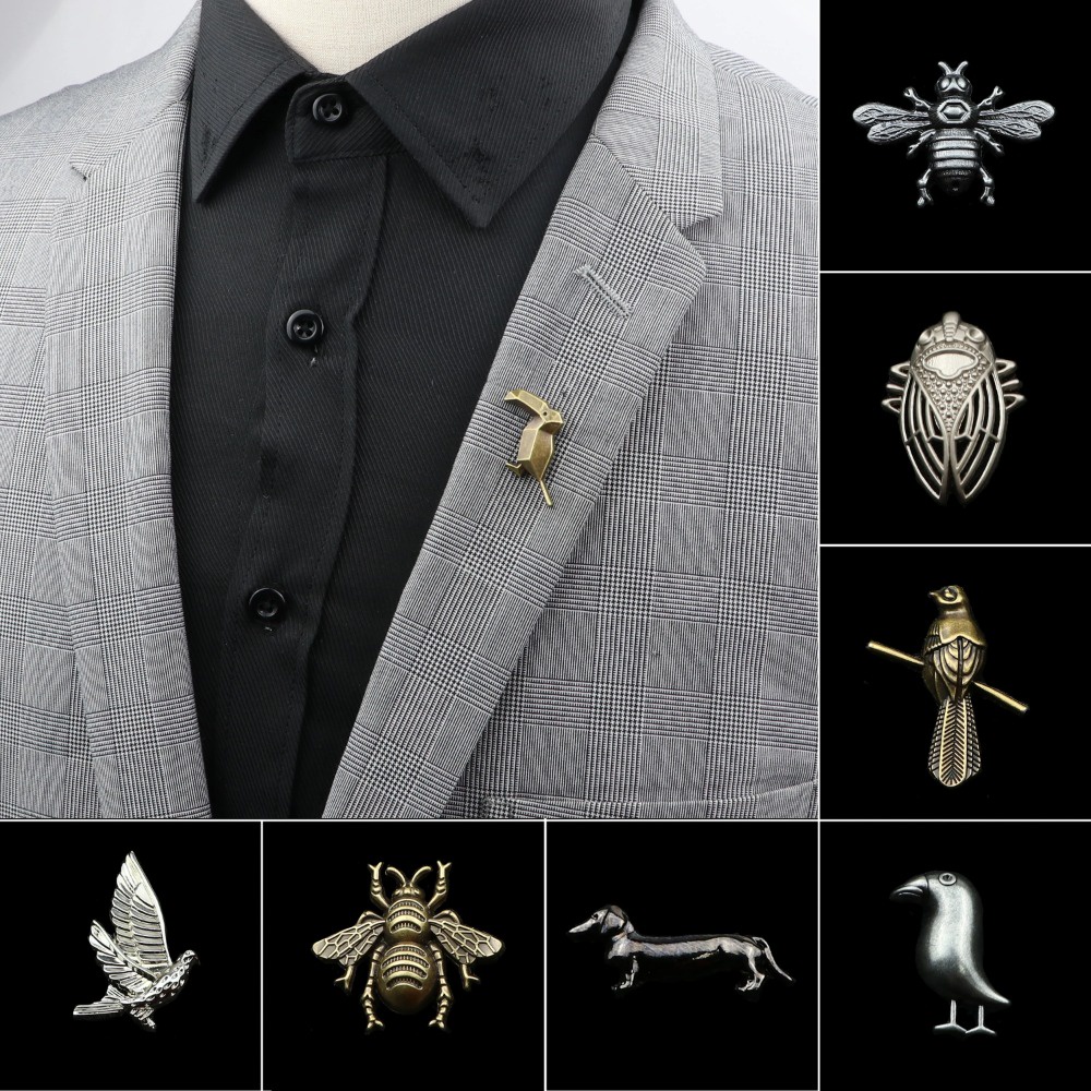Zonfaz ผู ้ ชายขั ้ นสูง Retro สัตว ์ เข ็ มกลัด Pins เครื ่ องประดับโลหะ Stylish Collar Breastpin ชุดแต ่ งงาน Party Dance Neckwear อุปกรณ ์ เสริม