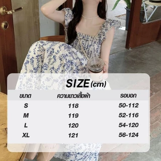 เดรส กระโปรงยาวแขนกุด ลายดอกไม้ สีฟ้า สำหรับผู้หญิง กระโปรงพลีทเอวหวาน ใหม่ พร้อมส่งจากกทม