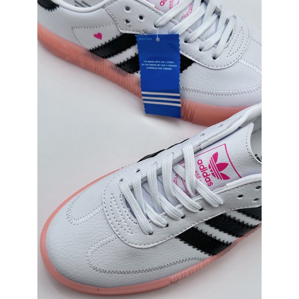 Adidas Originals Samba Rose W กีฬา "สีขาว/ดำ/ชมพู" ลำลองสำหรับผู้หญิง รองเท้า train