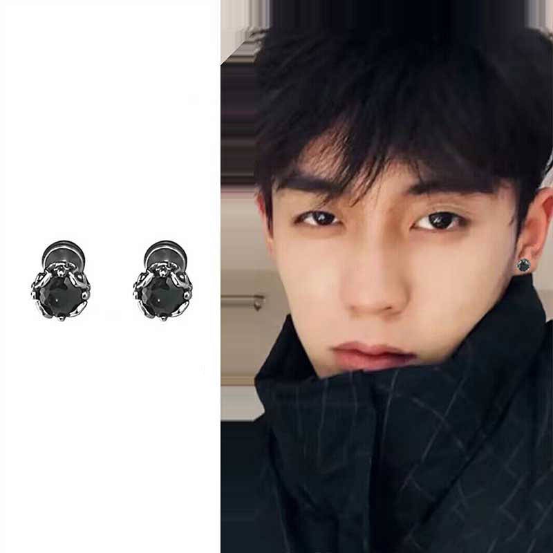 American Retro Stud Earrings Men's Minority Simple High-Grade Earrings Men's Trend Diamond Ear Bone 