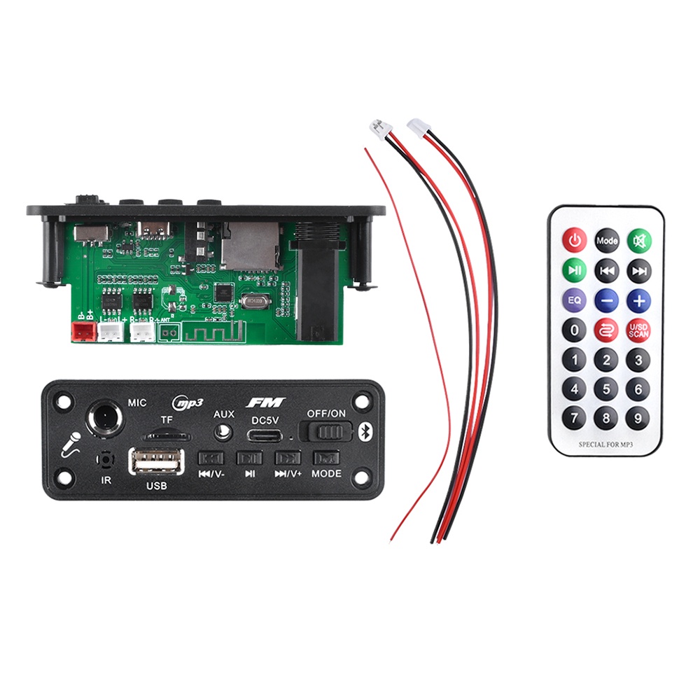 Diymore บอร์ดถอดรหัสเครื่องขยายเสียง MP3 บลูทูธ 5.3 2 * 3W พร้อมไมโครโฟน แจ็ค การ์ด TF เครื่องเล่น AUX