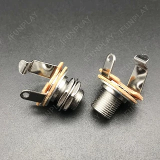 2ชิ้นโลหะ1/4 "โมโนอินพุตแจ็คเสียบซ็อกเก็ตกีตาร์ไฟฟ้าเบสกีต้าร์รถกระบะเอาท์พุทแจ็คเสียบซ็อกเก็ต6.35มิลลิเมตรทองสีดําโครเมี่ยม